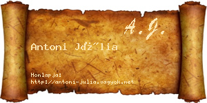 Antoni Júlia névjegykártya